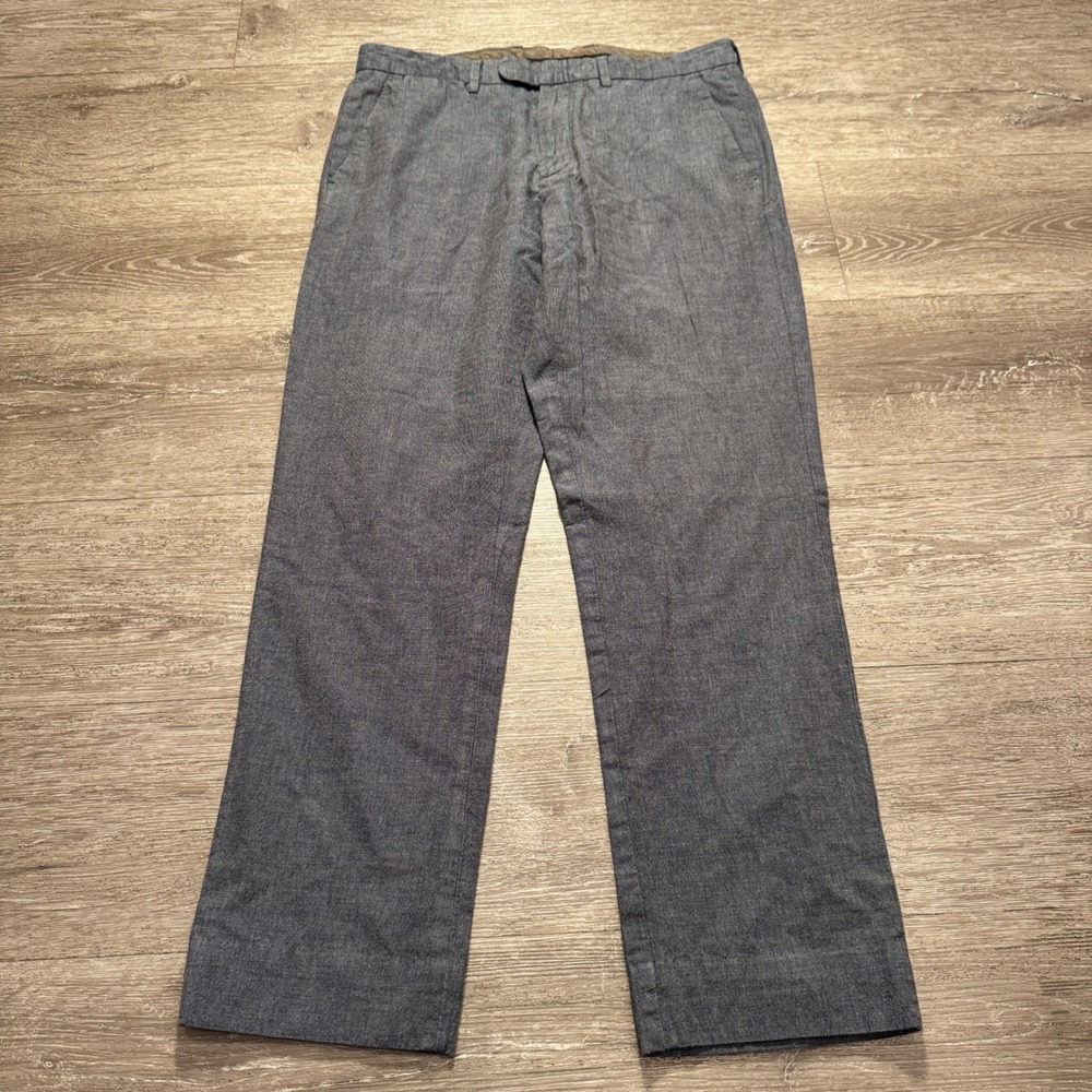 J Crew Pants Men 32 Blue Linen Blend Bowery Slim Fit Casual Summer Coastal 32x29